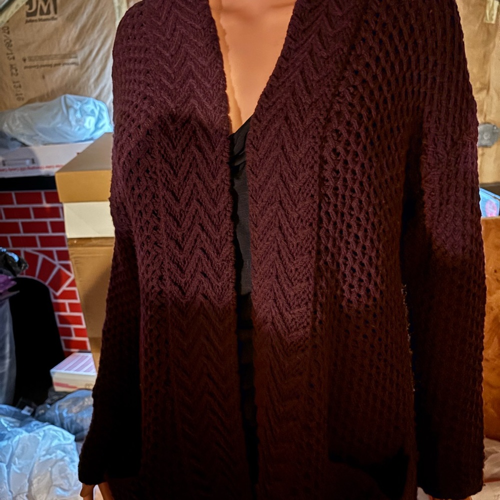 Ladies New York & Company Deep Burgundy Cardigan Size M